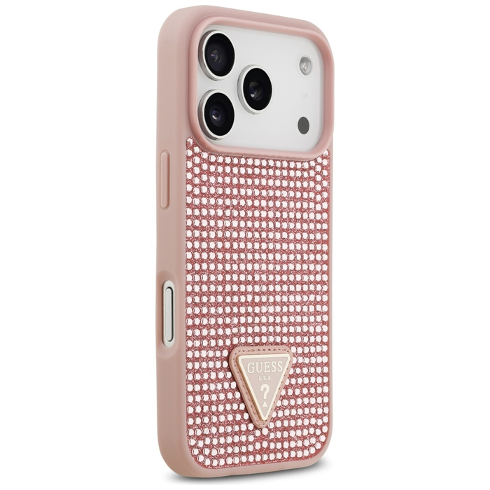 Etui Guess Rhinestone Triangle Logo do   iPhone 17 Pro różowy