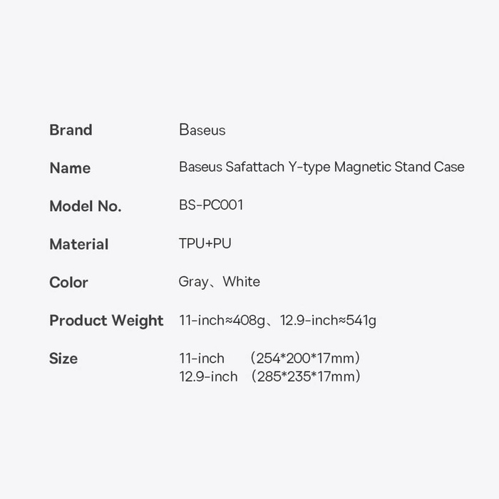 Baseus Safattach Y-type etui do iPad Pro 12,9" 2018/2020/2021 pokrowiec z podstawką biały (ARCX010102)