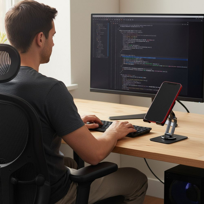 Uchwyt na telefon / tablet biurkowy składany Forcell F-Grip Fold Stand 2 360 szary