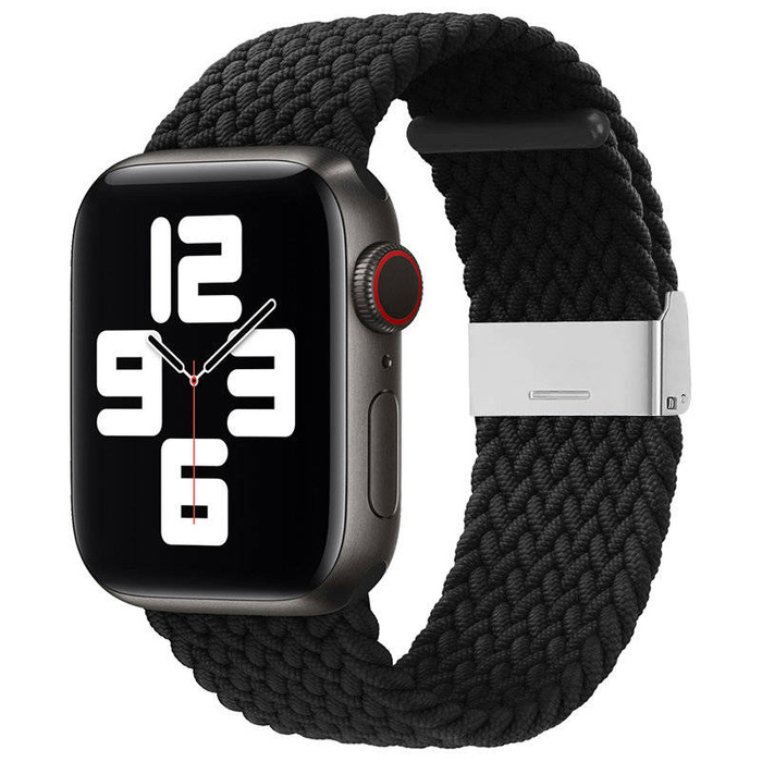 Strap Fabric opaska do Watch 7 / 6 / SE / 5 / 4 / 3 / 2 (45mm / 44mm / 42mm) pleciony materiałowy pasek bransoletka do zegarka czarny (5)