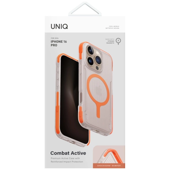Etui UNIQ Combat Active do iPhone 16 Pro Magclick Charging pomarańczowy