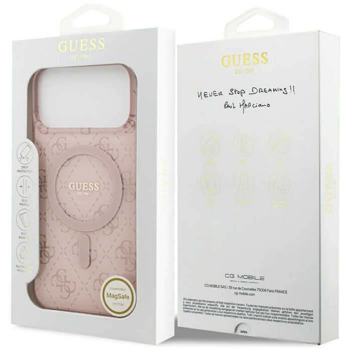 Etui Guess IML 4G Background MagSafe do  iPhone 17 Pro różowy