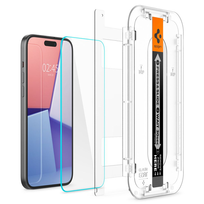 Szkło Hartowane Spigen iPhone 16 Plus / 15 Plus Glas.tr ”ez Fit” 2-pack  