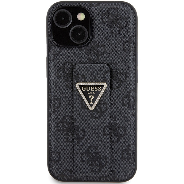 Etui Guess GUHCP15SPGS4TDK iPhone 15 6.1" czarny/black hardcase Grip Stand 4G Triangle Strass Case