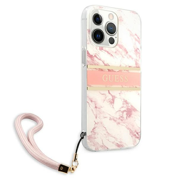 Etui GUESS Apple iPhone 13 Pro Max Marble Strap Collection Różowy Hardcase