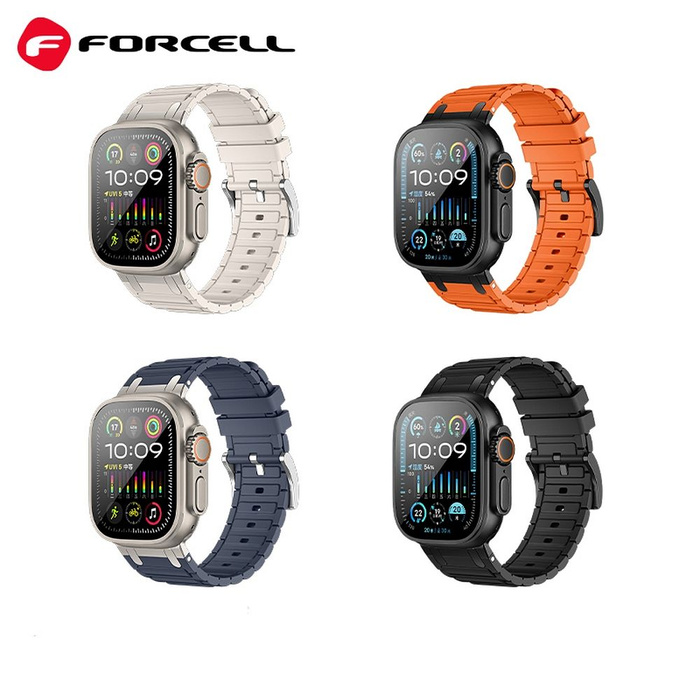 Pasek do Apple Watch Forcell F-Design FA06 dziurki silikon 42 / 44 / 45 / 49 mm biały