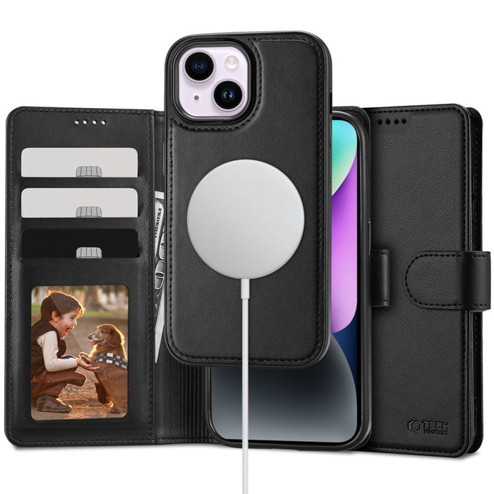 Etui Tech-protect Wallet Magsafe iPhone 15 Black Case
