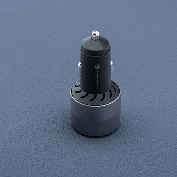 Ładowarka samochodowa Forcell F-Energy Alu 2 x USB C + USB A QC4.0 PD SFC2.0 3A 85W szara