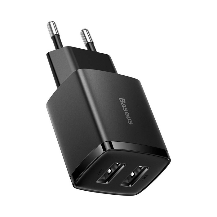 [PO ZWROCIE] Baseus Compact ładowarka sieciowa 2x USB 10.5W czarny (CCXJ010201)
