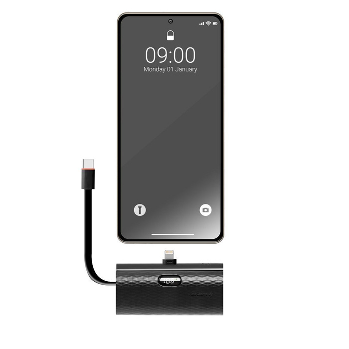 Powerbank Forcell F-Energy Power Plug F5K3 PD 20W 5000 mAh z wbudowanym złączem Lightning czarny
