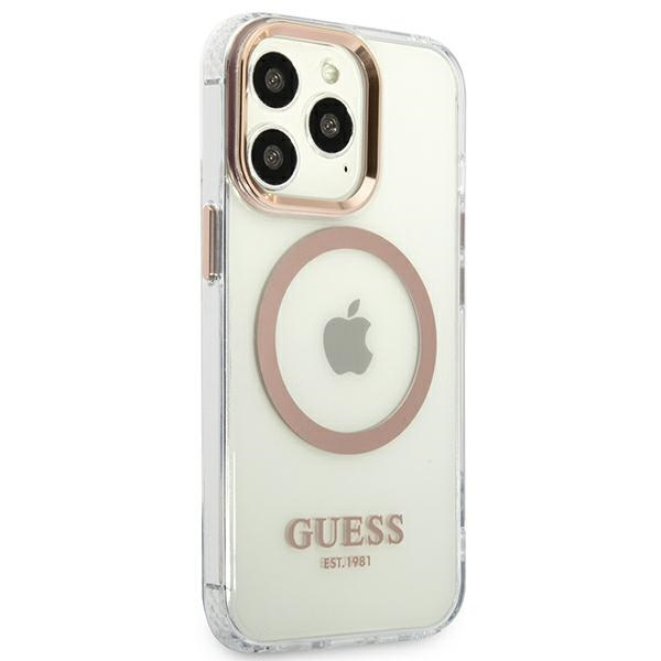 Etui GUESS Apple iPhone 13 Pro 13 Metal Outline Magsafe Złoty Hardcase