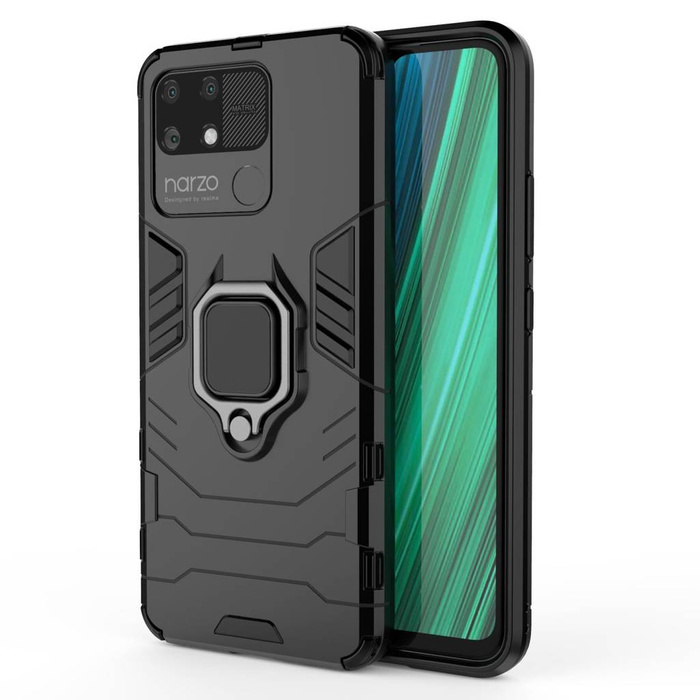 Ring Armor pancerne hybrydowe etui pokrowiec + magnetyczny uchwyt Realme Narzo 50A czarny