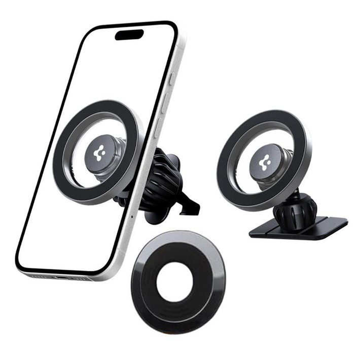 UCHWYT SPIGEN MFT13 MAGNETIC MAGSAFE DASHBOARD & VENT CAR MOUNT SREBRNY