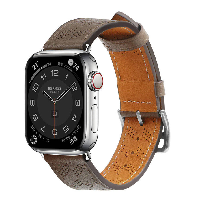 Pasek Strap Leather skórzany pasek Apple Watch Ultra, SE, 8, 7, 6, 5, 4, 3, 2, 1 (49, 45, 44, 42  mm) opaska bransoleta ciemnobrązowy