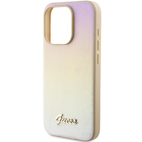 Etui Guess GUHCP14XPSAIRSD iPhone 14 Pro Max 6.7" złoty/gold hardcase Saffiano Iridescent Script Case