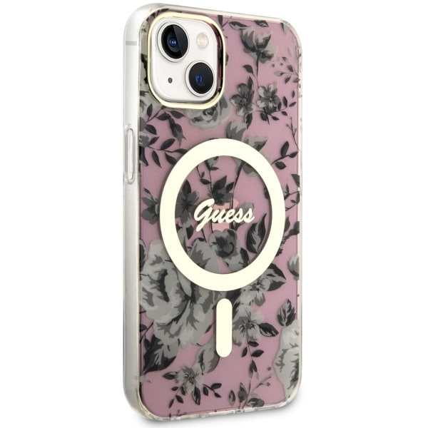 Etui Guess GUHMP14MHCFWSP iPhone 14 Plus 6.7" różowy/pink hardcase Flower MagSafe Case