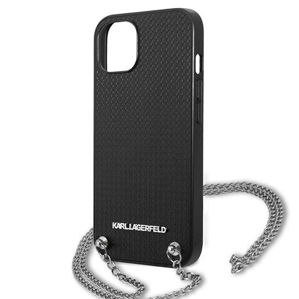 Etui KARL LAGERFELD Apple iPhone 13 Mini Leather Textured And Chain Czarny Hardcase