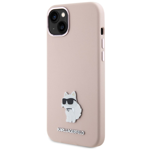 Etui Karl Lagerfeld KLHCP15MSMHCNPP iPhone 15 Plus 6.7" różowy/pink Silicone Choupette Metal Pin Case