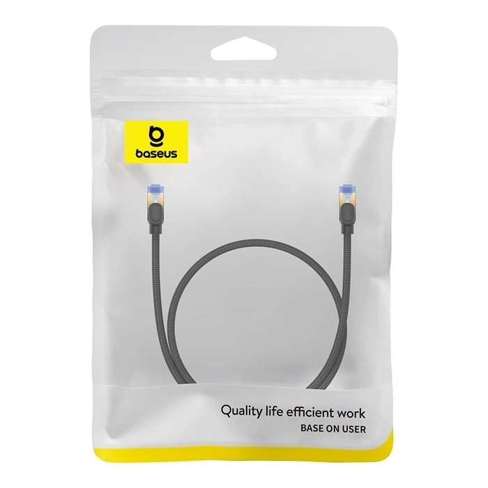 Baseus szybki kabel internetowy RJ45 cat.7 10Gbps 0.5m pleciony czarny