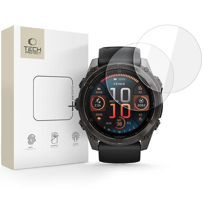 SZKŁO HARTOWANE TECH-PROTECT GLASS FIT+ 2-PACK GARMIN FENIX 8 (51 MM) CLEAR