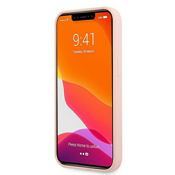 Etui GUESS Apple iPhone 13 Silicone Script Gold Logo Magsafe Różowy Hardcase