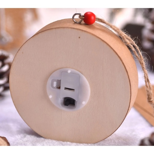 Lampka Świąteczna Drewniana Bałwanek -   Okrągła