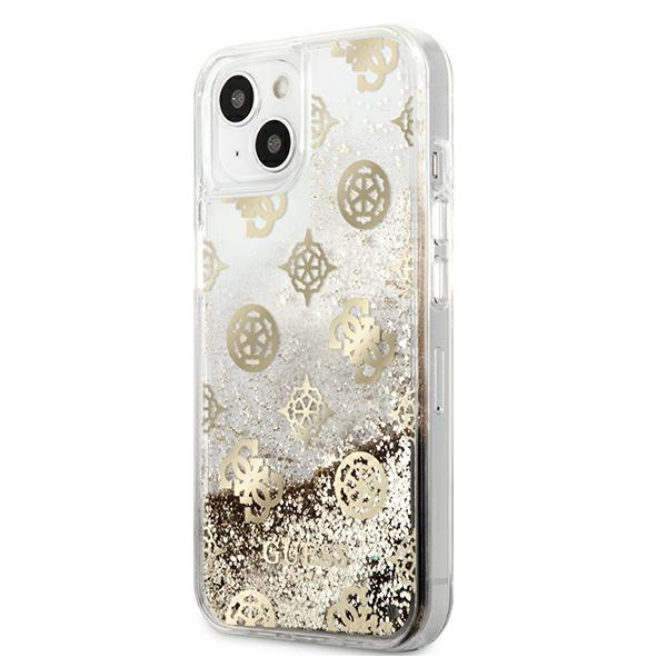 Etui GUESS Apple iPhone 13 Mini Peony Liquid Glitter Złoty Hardcase