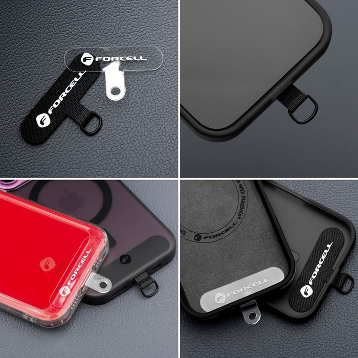 Smycz do telefonu na nadgarstek z regulacją długości Forcell F-Design R10X40 (max 20cm w pętli) różowo biała