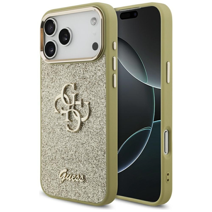 Etui Guess Fixed Glitter Big 4G Metal    Frame do iPhone 17 Pro Max złoty