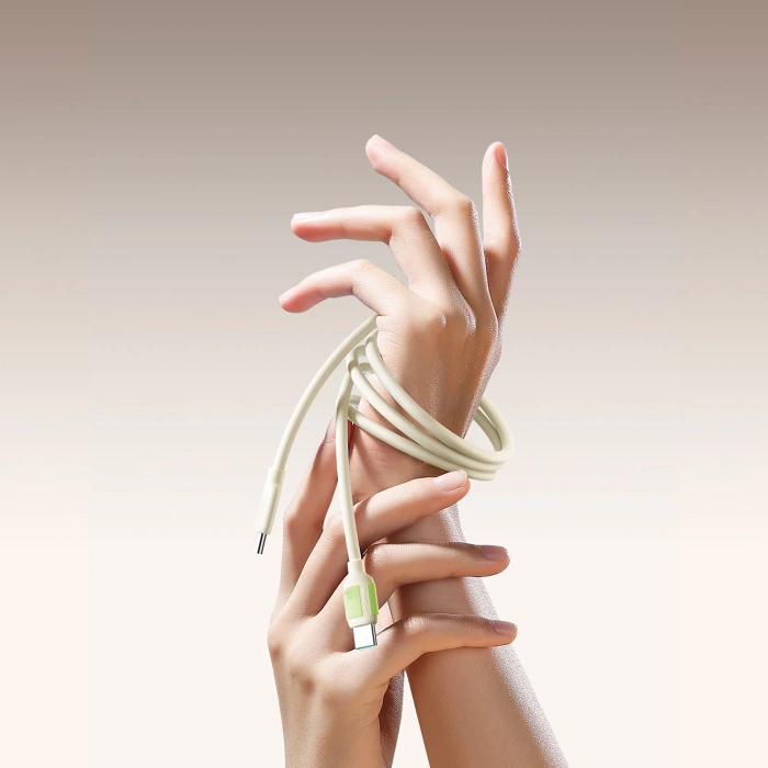 Kabel Joyroom S-A53 60W USB-C - USB-C z fluorescencyjną końcówką 1,2 m - beżowy