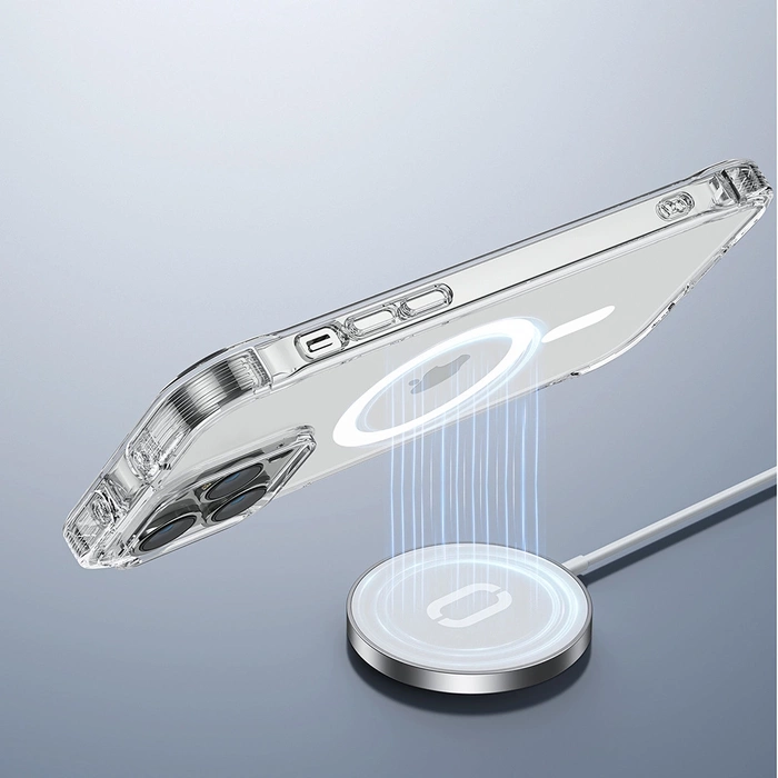 [PO ZWROCIE] Joyroom Magnetic Defender magnetyczne etui do iPhone 14 pancerny pokrowiec z haczykami podstawką przezroczysty (kompatybilne z MagSafe)