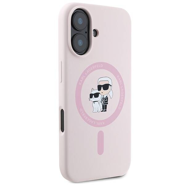 Etui Karl Lagerfeld iPhone 16 Plus różowy/pink HC MagSafe Silicone KC Heads Ring