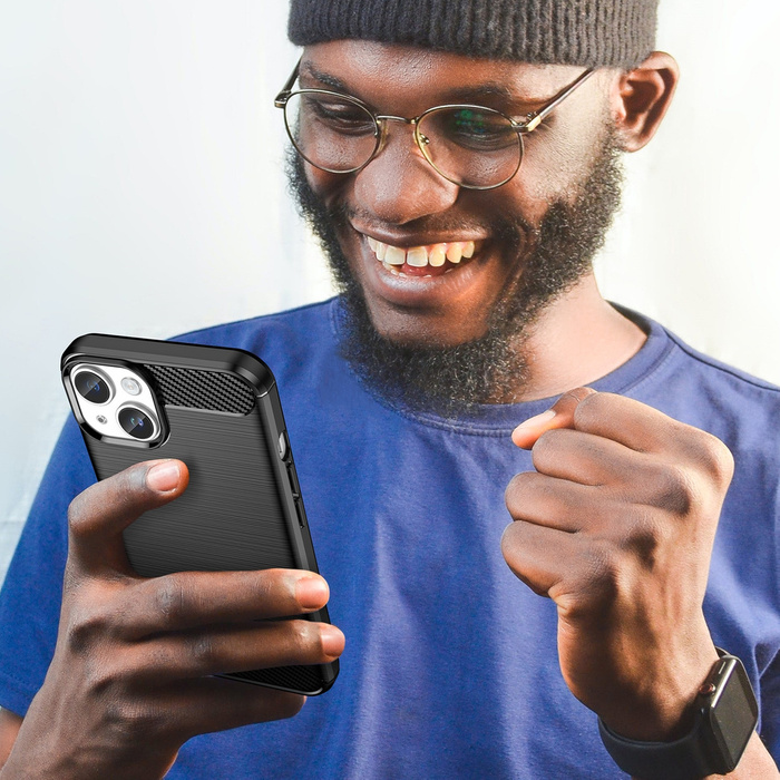 Carbon Case etui iPhone 14 elastyczny żelowy pokrowiec na tył plecki czarny