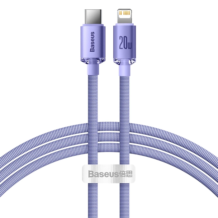 Kabel Baseus CAJY000205 Lightning - USB-C PD 20W 480Mb/s 1,2m - fioletowy
