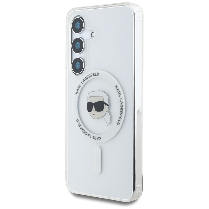 Etui Karl Lagerfeld Button Karl Head      Printed Logo MagSafe do Samsung Galaxy S25 biały