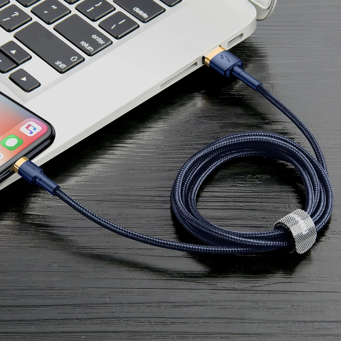 Kabel Baseus Cafule USB-A / Lightning 2.4A QC 3.0 1 m - niebiesko-złoty