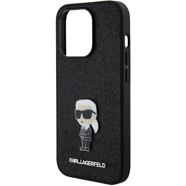 Etui Karl Lagerfeld KLHCP15XGKNPSK iPhone 15 Pro Max 6.7" czarny/black hardcase Fixed Glitter Ikonik Logo Metal Pin