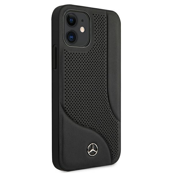Etui MERCEDES Apple iPhone 12 Mini Leather Perforated Area Czarny Hardcase