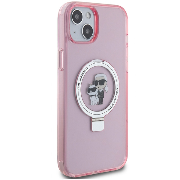 Etui Karl Lagerfeld KLHMP15MHMRSKCP iPhone 15 Plus 6.7" różowy/pink hardcase Ring Stand Karl&Choupettte MagSafe Case