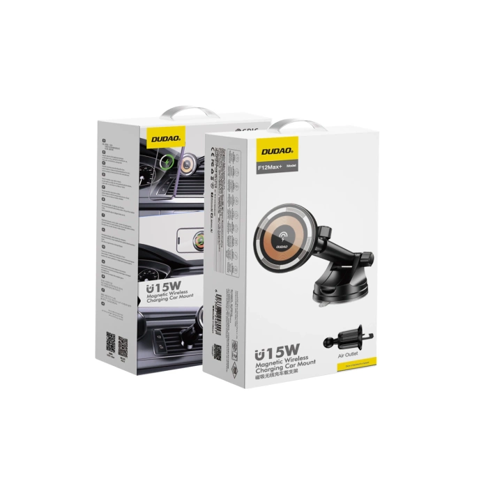 Uchwyt magnetyczny z ładowarką indukcyjną MagSafe na kokpit/kratkę nawiewu 15W Dudao F12MAX+ - czarna