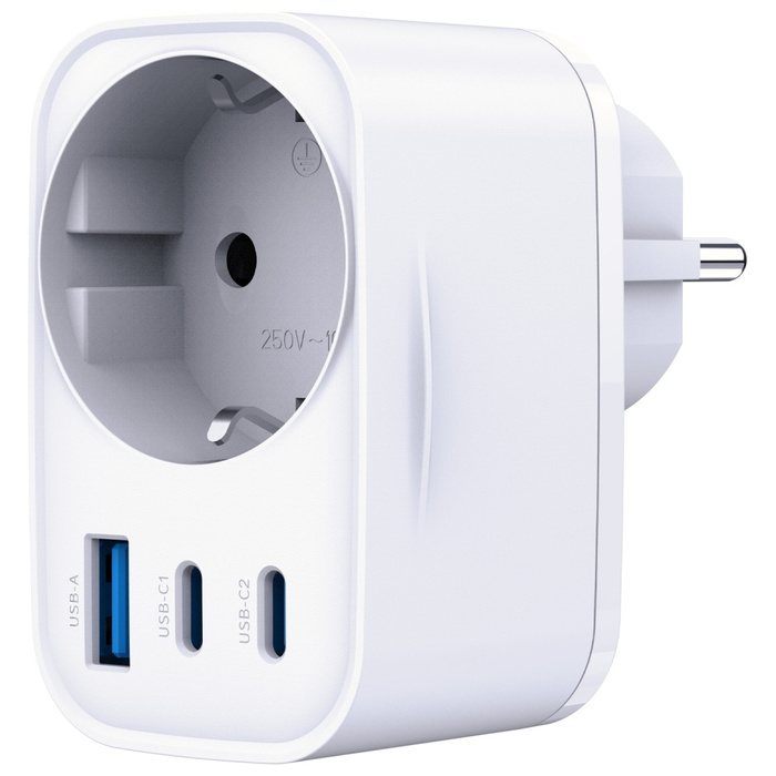 Adapter sieciowy 3MK Hyper Comfort       Charger 30W 1xUSB-A 2xUSB-C 1xSchuko PD QC3.0 biały
