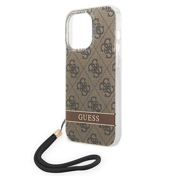 Etui GUESS Apple iPhone 14 Pro 4G Print Strap Brązowy Hardcase