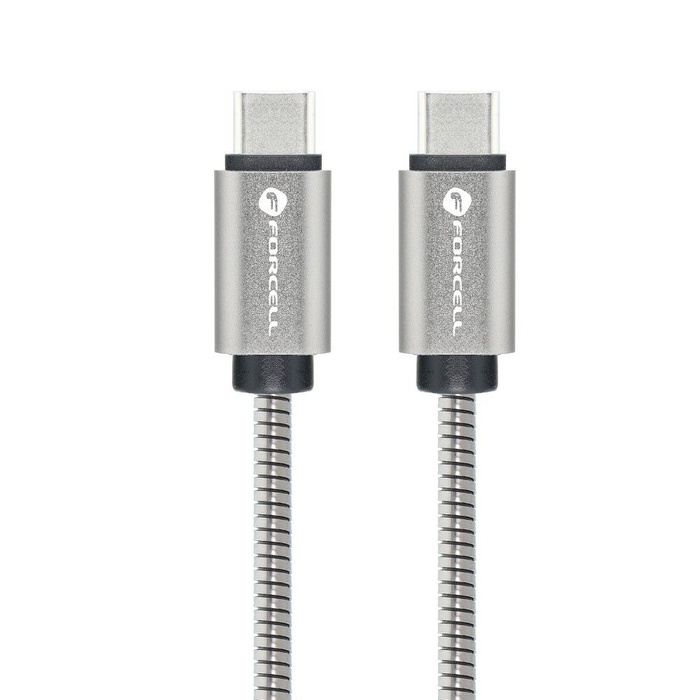 Kabel USB C do USB C Forcell F-Energy QC4.0 PD 5A 100W E-Mark Metal 1 m C239 srebrny