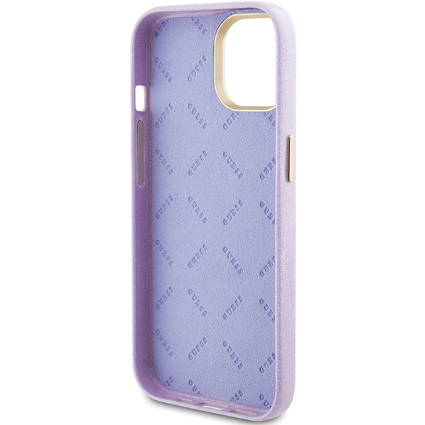 Etui Guess GUHCP15SPGMCSL iPhone 15 6.1" liliowy/lilac hardcase Glitter Glossy Script