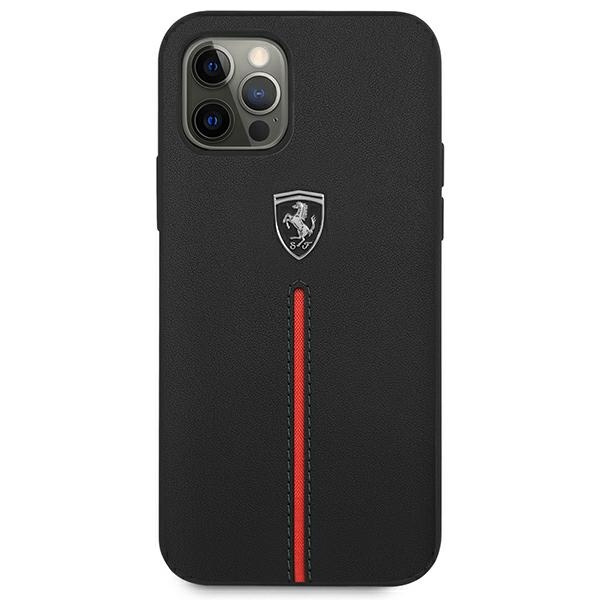 Etui FERRARI Apple iPhone 12 Pro Max Off Track Leather Nylon Stripe Czarny Hardcase