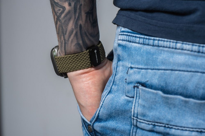 FORCELL F-DESIGN FA02 pasek magnetyczny nylonowy do APPLE Watch 38 / 40 / 41 mm ciemny oliwkowy
