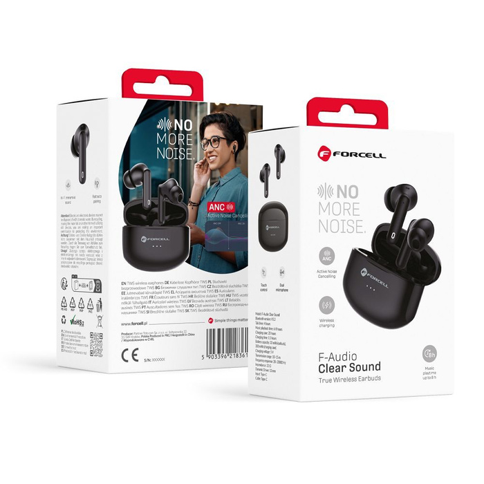 Słuchawki bezprzewodowe douszne Forcell F-Audio Clear Sound TWS czarne