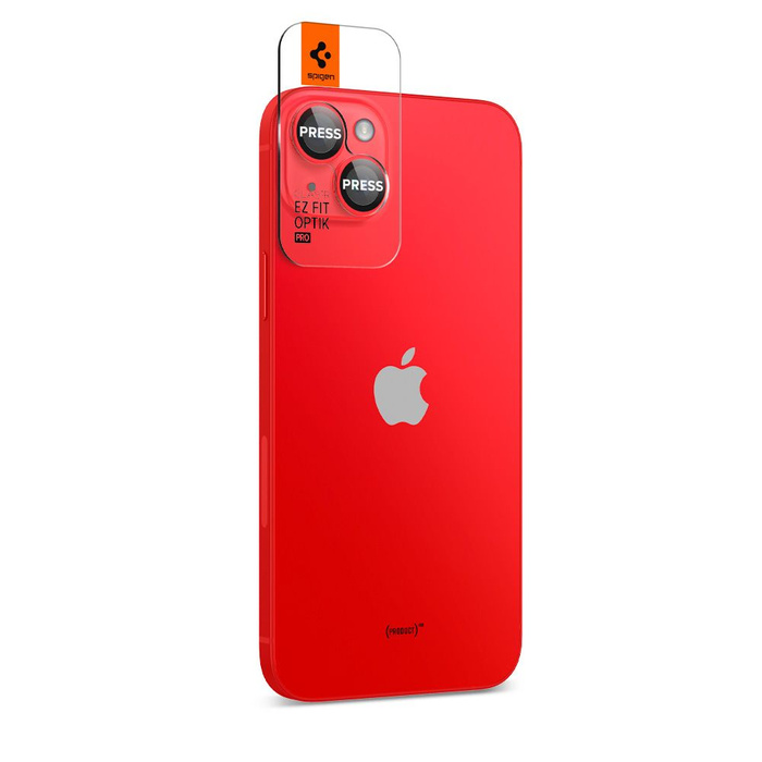 Osłona Aparatu Spigen Optik.tr ”ez Fit” Camera Protector 2-pack iPhone 15 / 15 Plus / 14 / 14 Plus Red