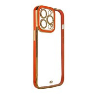 Etui Fashion Case do iPhone 13 Pro Max żelowy pokrowiec ze złotą ramką czerwony