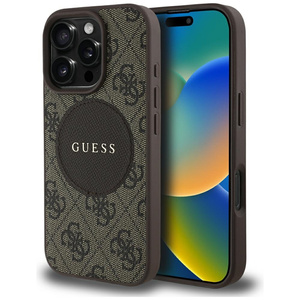 Etui Guess 4G Circle Classic Logo        MagSafe do iPhone 16 Pro Max brązowy
